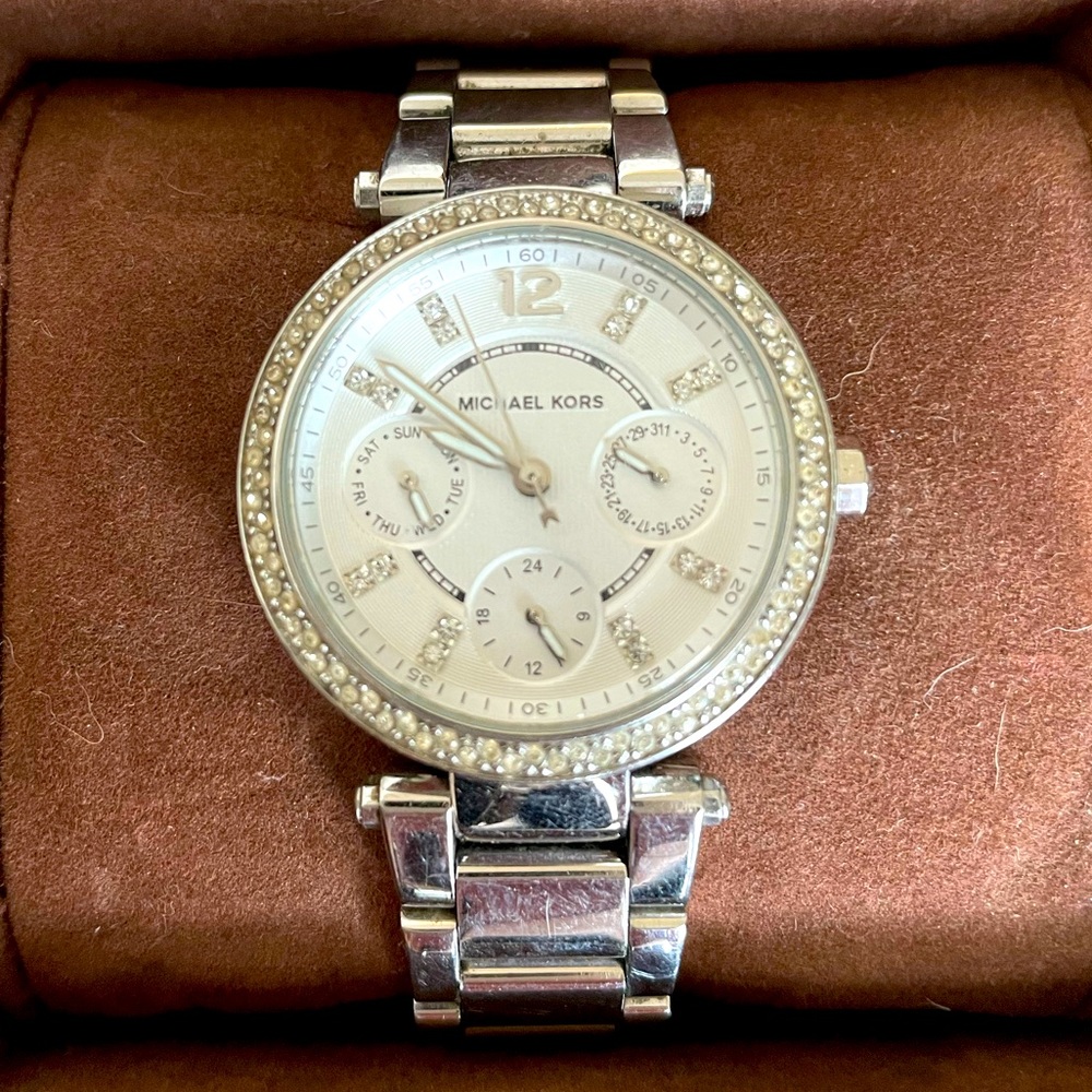 Women’s Michael Kors Pave Watch in Silver